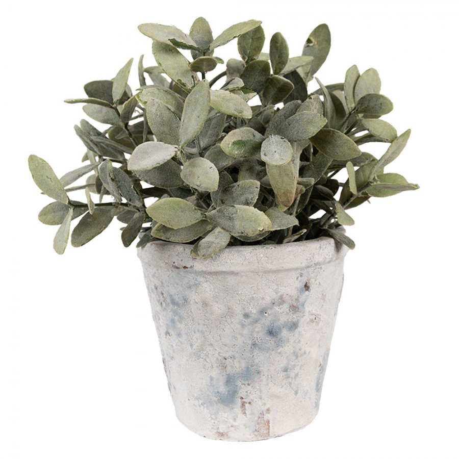Bílo-šedý antik terakotový květináč Teracci M - Ø 12*11 cm Clayre & Eef Bílo-šedý antik terakotový květináč Teracci M - Ø 12*11 cm Clayre & Eef