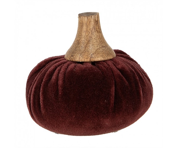 Vínová sametová dekorace dýně Pumpkin S - 9*8 cm Clayre & Eef