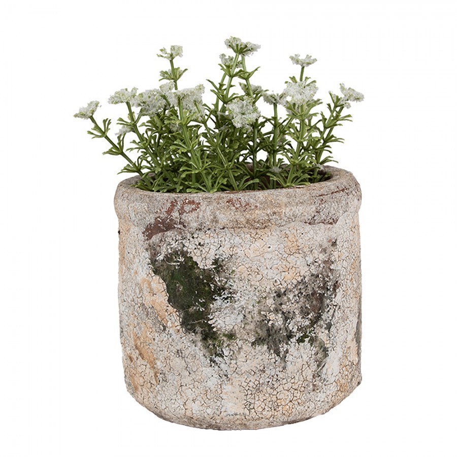 Dekorativní béžovo-zelený antik terakotový květináč Teracci S - Ø 12*11 cm Clayre & Eef Dekorativní béžovo-zelený antik terakotový květináč Teracci S - Ø 12*11 cm Clayre & Eef