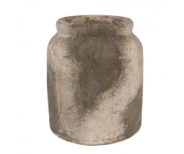 Dekorativní béžovo-šedý antik terakotový květináč Teracci L - Ø 18*20 cm Clayre & Eef