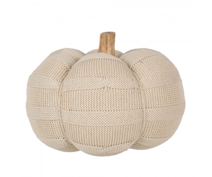 Béžová pletená dekorace dýně Pumpkin XL - Ø 20*14 cm