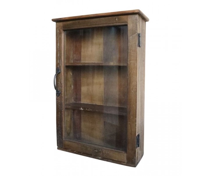 Hnědá antik dřevěná nástěnná polička Grimaud Unit - 40*13*60 cm Chic Antique