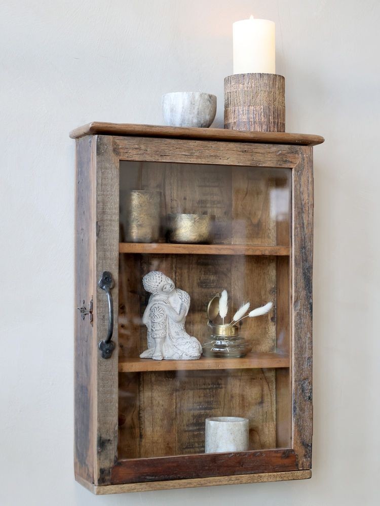 Hnědá antik dřevěná nástěnná polička Grimaud Unit - 40*13*60 cm Chic Antique Hnědá antik dřevěná nástěnná polička Grimaud Unit - 40*13*60 cm Chic Antique