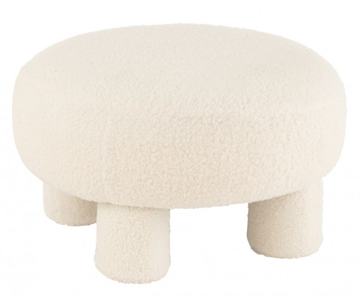 Bílá kulatá stolička Teddy Bouclé White - Ø 52*28 cm J-Line by Jolipa