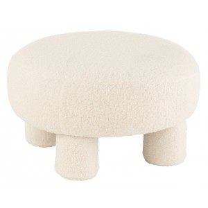 Bílá kulatá stolička Teddy Bouclé White - Ø 52*28 cm