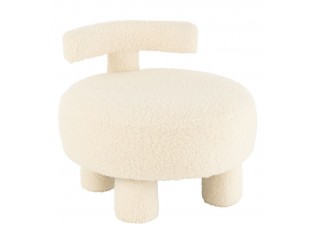 Bílá kulatá stolička s opěrkou Teddy Bouclé White - Ø 52*49 cm