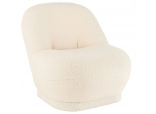 Bílá kulatá stolička/ křesílko s opěrkou Teddy Bouclé White - 78*88*72 cm