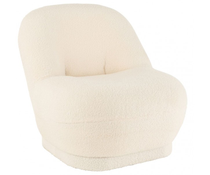 Bílá kulatá stolička/ křesílko s opěrkou Teddy Bouclé White - 78*88*72 cm J-Line by Jolipa