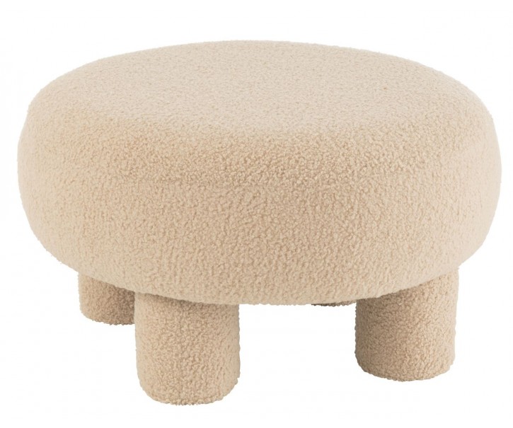 Béžová kulatá stolička Teddy Bouclé Beige - Ø 52*28 cm J-Line by Jolipa