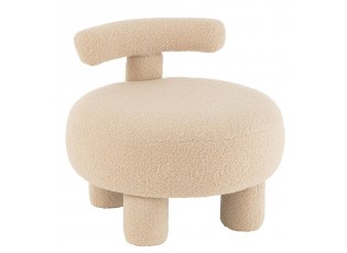 Béžová kulatá stolička s opěrkou Teddy Bouclé Beige - Ø 52*49 cm