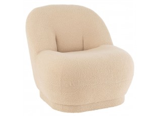 Béžová kulatá stolička/ křesílko s opěrkou Teddy Bouclé Beige - 78*88*72 cm