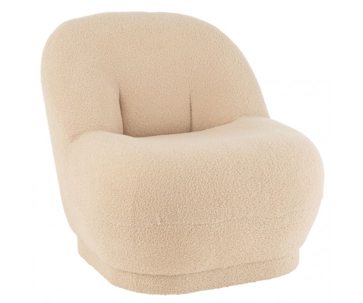 Béžová kulatá stolička/ křesílko s opěrkou Teddy Bouclé Beige - 78*88*72 cm J-Line by Jolipa