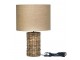 Stolní lampa s pletenou základnou a lněným stínidlem Pipp - 26*50 cm/ E27 Chic Antique