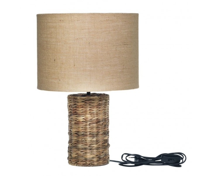 Stolní lampa s pletenou základnou a lněným stínidlem Pipp - 26*50 cm/ E27 Chic Antique