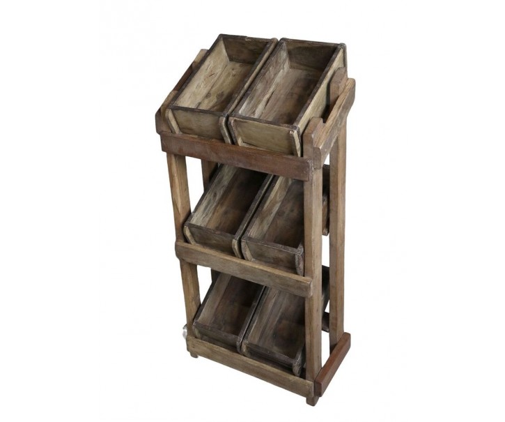 Hnědý regál ze starých forem na cihly Grimaud - 43*32*92 cm Chic Antique