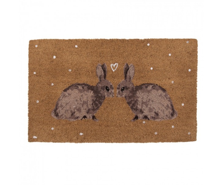 Kokosová rohožka s motivem králíčků Bunnies in Love - 75*45*1 cm Clayre & Eef