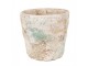 Dekorativní béžovo-zelený antik terakotový květináč Teracci - Ø 11*11 cm Clayre & Eef