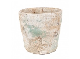 Dekorativní béžovo-zelený antik terakotový květináč Teracci S - Ø 11*11 cm