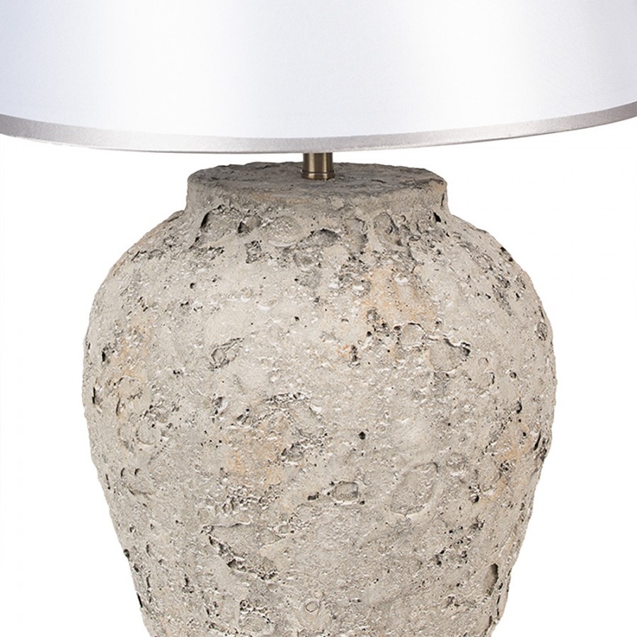 Šedá terakotová stolní lampa Teracci se stříbrným stínidlem - Ø 35*59cm Clayre & Eef Šedá terakotová stolní lampa Teracci se stříbrným stínidlem - Ø 35*59cm Clayre & Eef