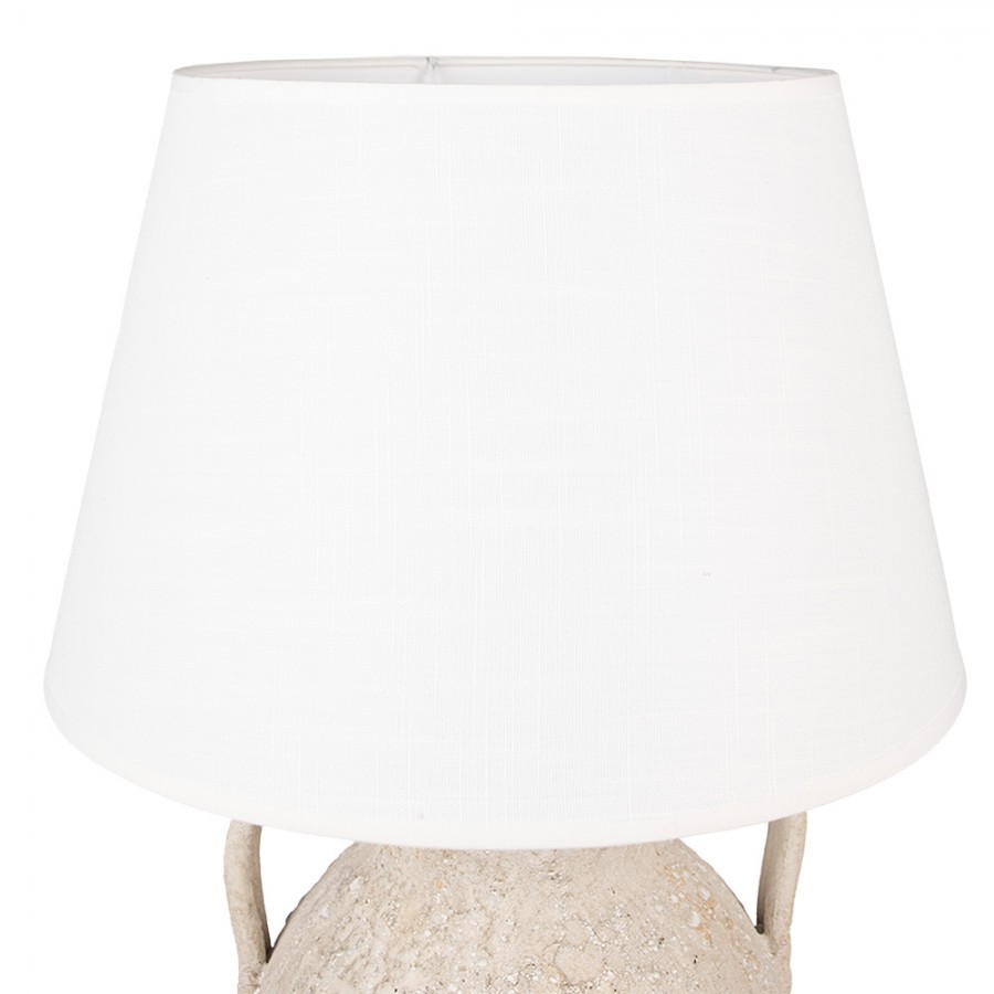 Béžová terakotová stolní lampa Teracci s bílým stínidlem - Ø 40*65 cm Clayre & Eef Béžová terakotová stolní lampa Teracci s bílým stínidlem - Ø 40*65 cm Clayre & Eef