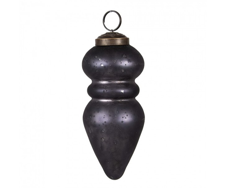 Černá skleněná vánoční ozdoba šiška s patinou - 5*11 cm Clayre & Eef