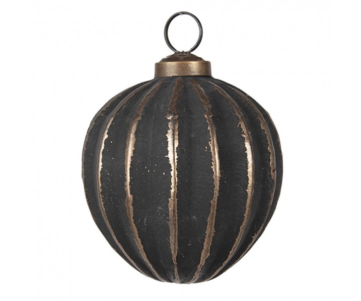 Zlatočerná skleněná vánoční ozdoba Aurora Noir - 8*8 cm Clayre & Eef