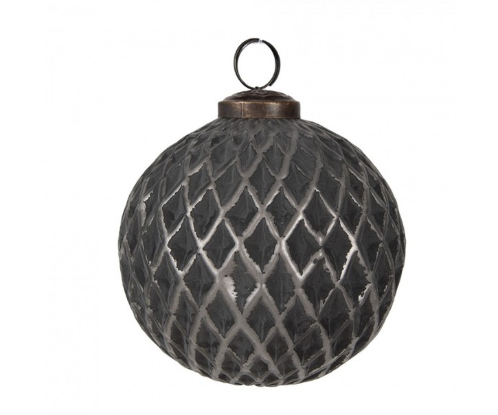 Granitová antik skleněná vánoční ozdoba koule Noirre - Ø 10*10 cm Clayre & Eef