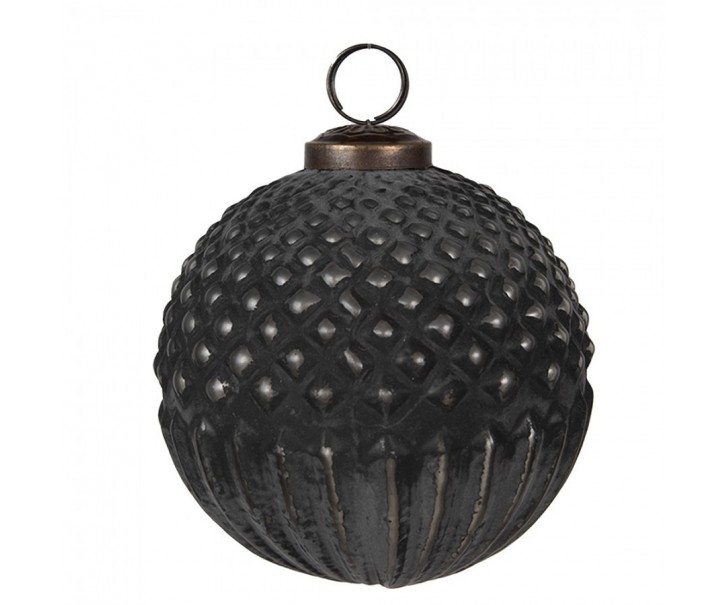 Granitová antik skleněná vánoční ozdoba koule Noirre - Ø 10*10 cm Clayre & Eef