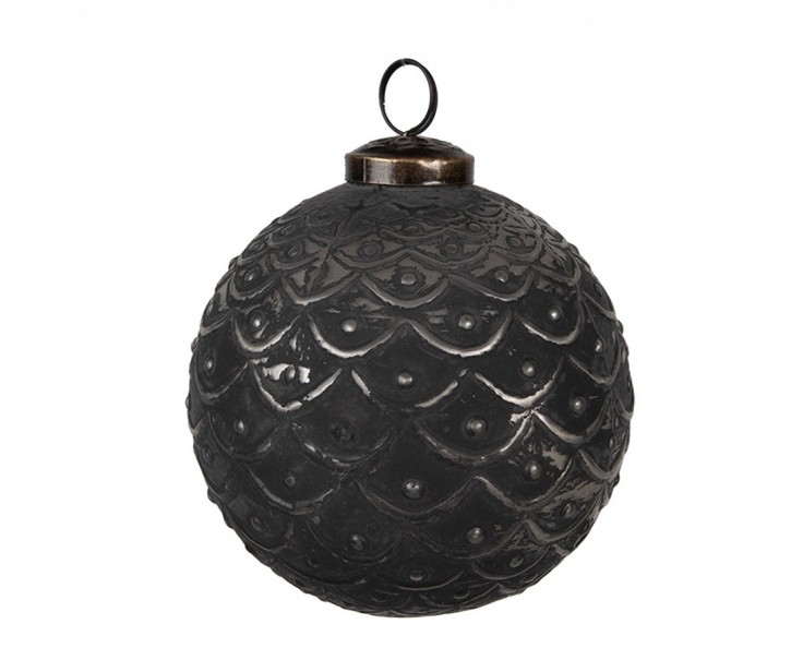 Granitová antik skleněná vánoční ozdoba koule Noirre - Ø 10*10 cm Clayre & Eef