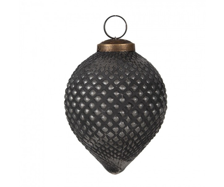 Granitová antik skleněná vánoční ozdoba šiška Noirre - Ø 8*10 cm Clayre & Eef