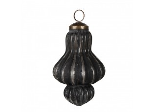 Granitová antik skleněná vánoční ozdoba stromek Noirre - Ø 7*12 cm 