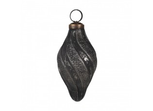Granitová antik skleněná vánoční ozdoba baňka Noirre - Ø 6*11 cm 
