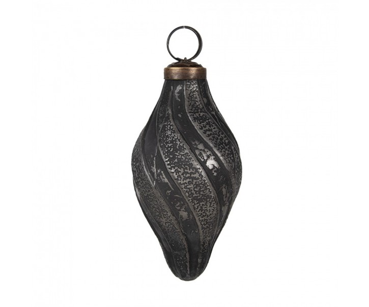 Granitová antik skleněná vánoční ozdoba baňka Noirre - Ø 6*11 cm Clayre & Eef