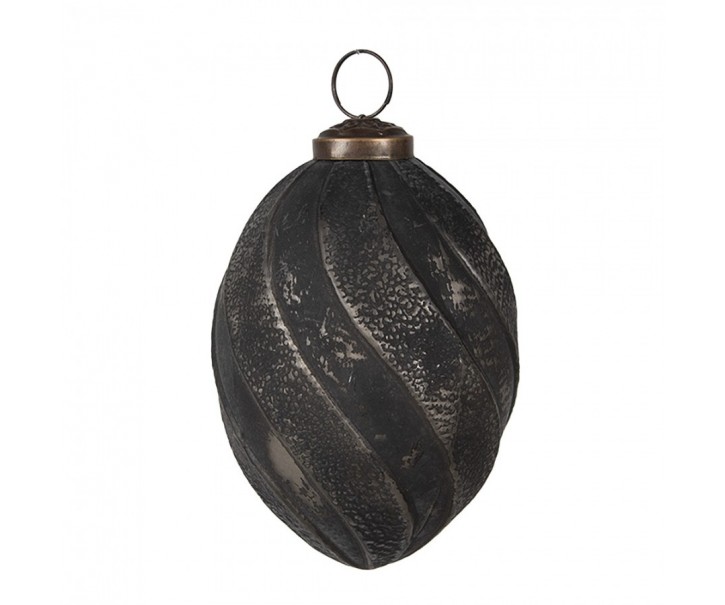 Granitová antik skleněná vánoční ozdoba šiška Noirre - Ø 7*10 cm Clayre & Eef