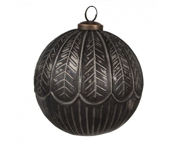 Granitová antik skleněná vánoční ozdoba koule Noirre - Ø 12*12 cm Clayre & Eef