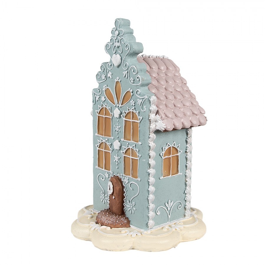 Modrá vánoční perníková chaloupka Gingerbread House - 13*13*20 cm Clayre & Eef Modrá vánoční perníková chaloupka Gingerbread House - 13*13*20 cm Clayre & Eef