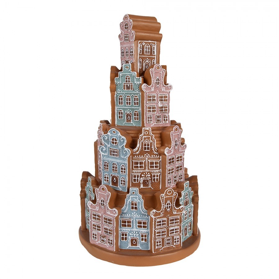 Svítící perníková věž z barevných chaloupek Gingerbread House - Ø 18*33 cm / 3*AAA Clayre & Eef Svítící perníková věž z barevných chaloupek Gingerbread House - Ø 18*33 cm / 3*AAA Clayre & Eef