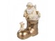 Béžová vánoční dekorace Santa ve zlaté botě - 12*7*16 cm Clayre & Eef
