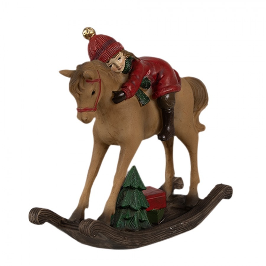 Dekorace holčička na houpacím koníkovi - 11*4*10cm Clayre & Eef Dekorace holčička na houpacím koníkovi - 11*4*10cm Clayre & Eef