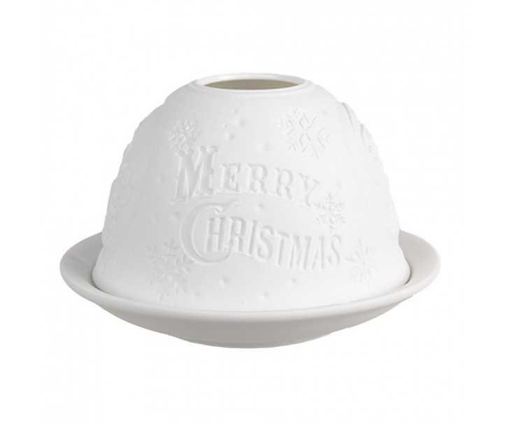 Bílý porcelánový svícen na čajovou svíčku se Santou Paollo - Ø 12 * 8 cm Clayre & Eef