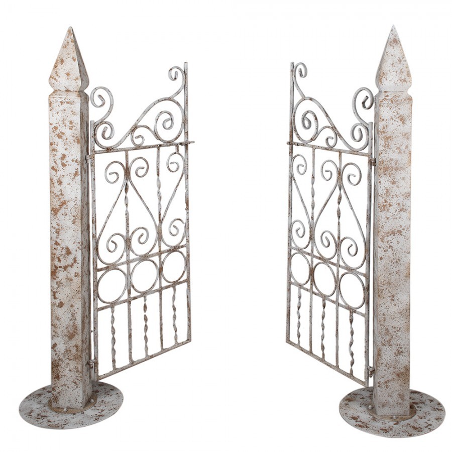 Bílá antik zahradní kovová brána vrata French - 163*40*157 cm Clayre & Eef Bílá antik zahradní kovová brána vrata French - 163*40*157 cm Clayre & Eef