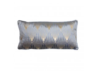 Modrý sametový polštář se zlatými ornamenty Janise - 60*30 cm