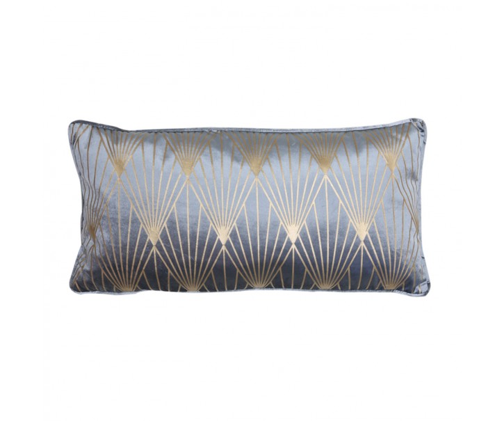 Modrý sametový polštář se zlatými ornamenty Janise - 60*30 cm Light & Living
