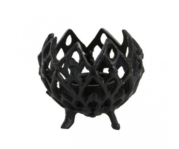 Černý antik kovový děrovaný svícen Siam S - Ø10 * 9 cm Light & Living