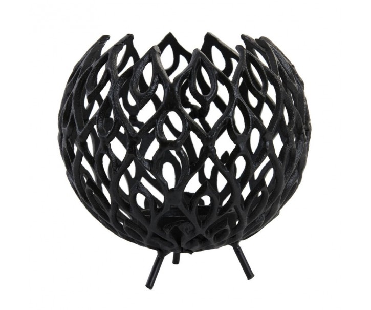 Černý antik kovový děrovaný svícen Siam L - Ø 20 * 18 cm Light & Living