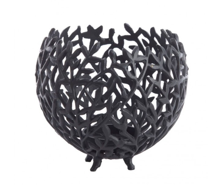 Černý antik kovový děrovaný svícen Famari L - Ø 20 * 17 cm Light & Living