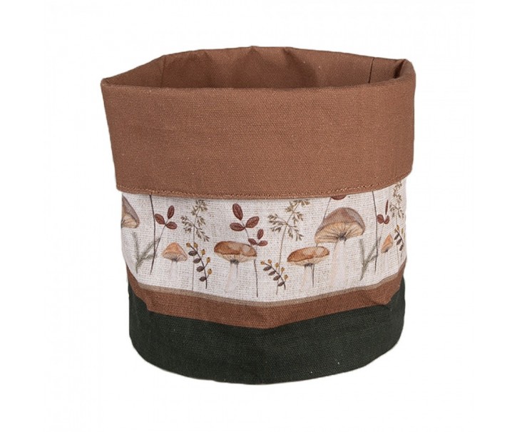 Béžový bavlněný košík na pečivo s houbičkami Little Forest Jewels - Ø 15*16 cm Clayre & Eef