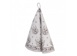Béžová kulatá kuchyňská utěrka s jeleny Gentle Wilderness - Ø 80 cm