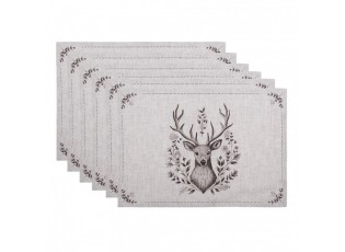Set 6ks béžové textilní prostírání s jelenem Gentle Wilderness - 48*33 cm