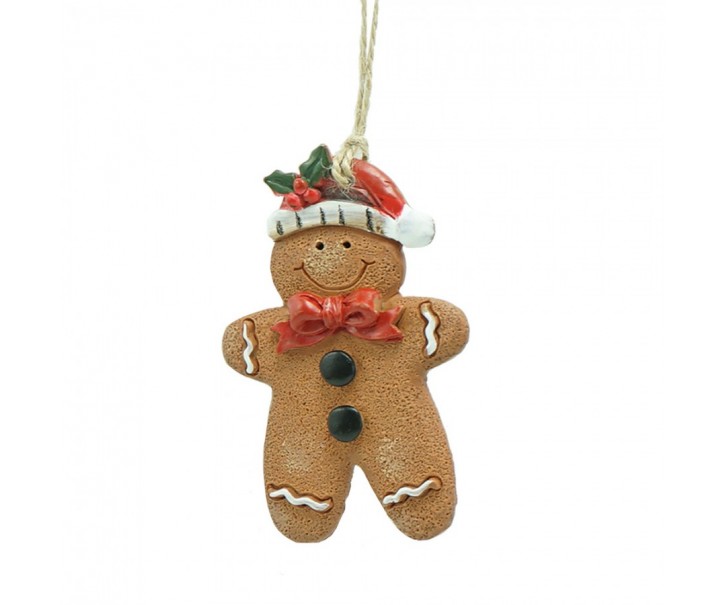 Hnědá vánoční ozdoba Perníček Gingerbread - 6*1*8 cm Clayre & Eef